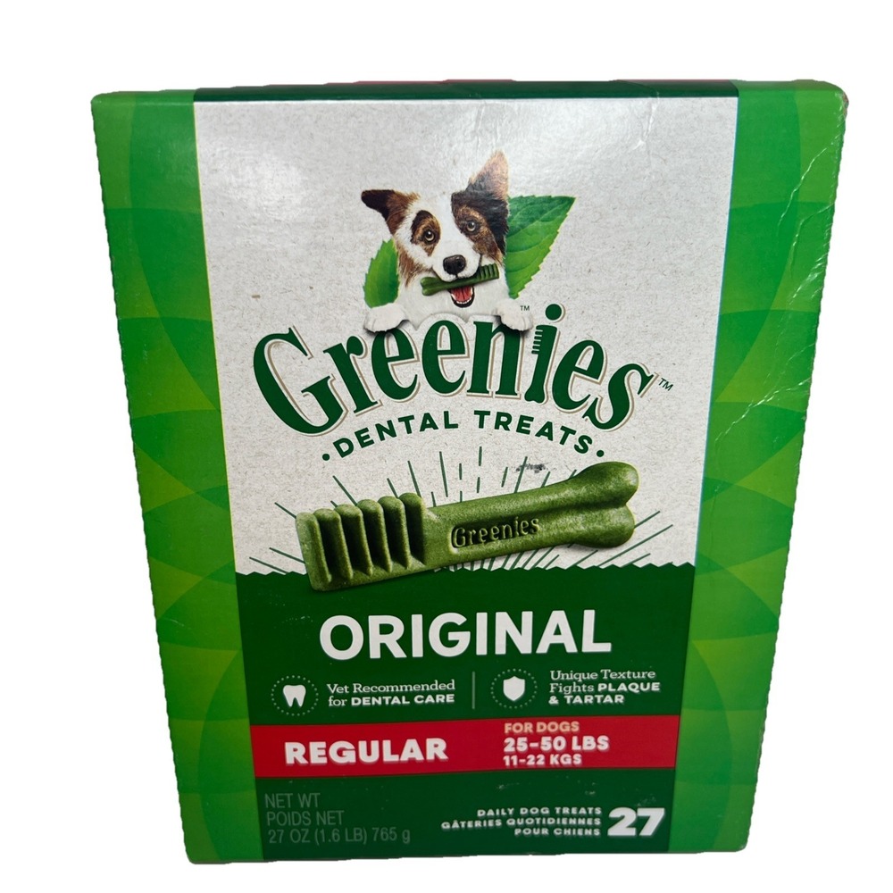 Greenies Original Dental Dog Treats Regular 27 Count 27oz Dogs 25-50 lbs NIB